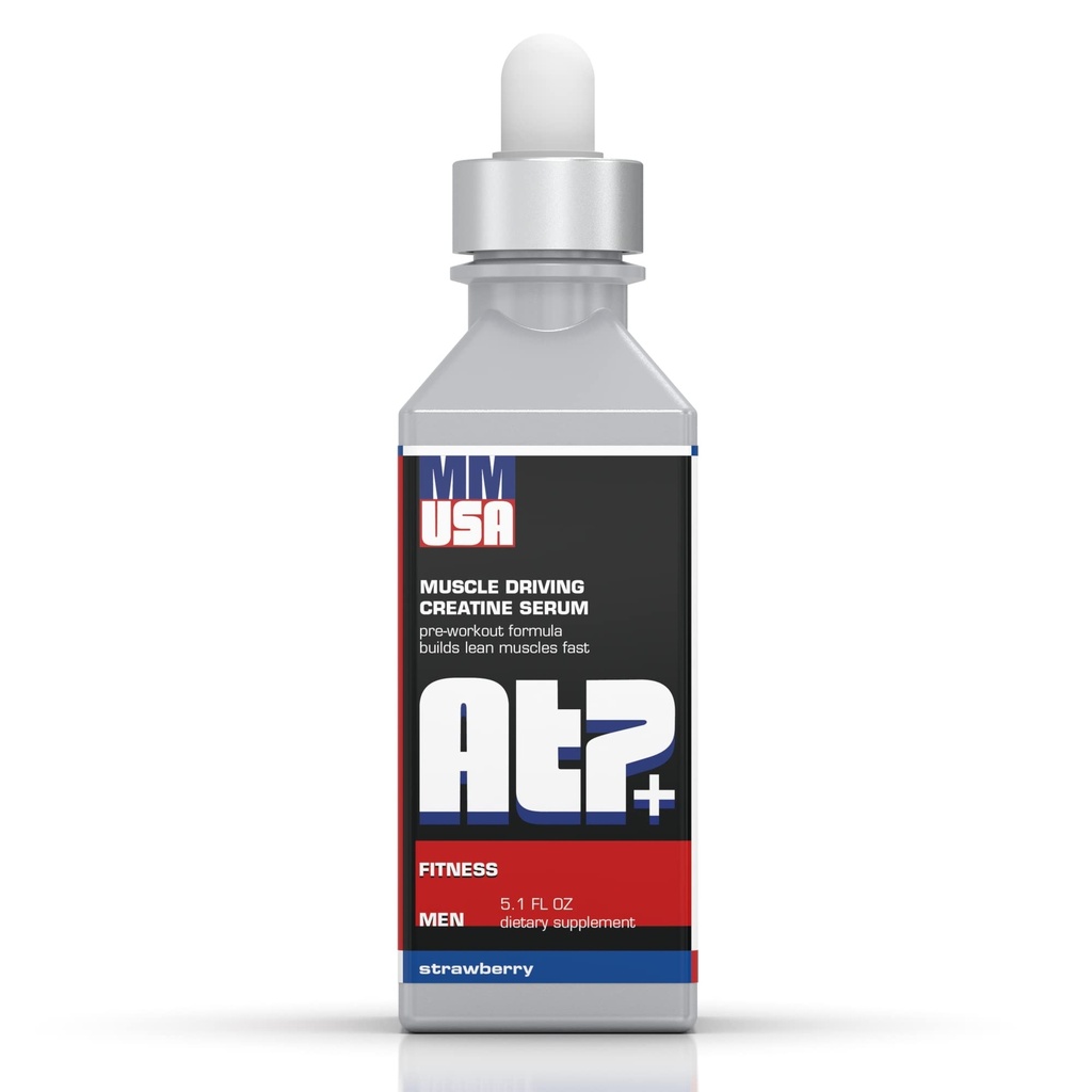 MMUSA ATP+ para homens pré-treino Creatina Serum. Energia instantânea, energia, força e resistência. Aumenta o crescimento muscular, desempenho de musculação. com aminoácidos e glucosamina. Morango, 5.1 Fl Oz