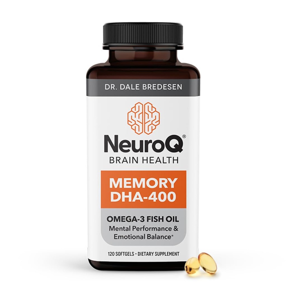 LifeSeasons NeuroQ Memory DHA-400 - Omega-3 Fish Oil Supplement - Desempenho Mental & Equilíbrio - Suporta Neuro Saúde do Cérebro - Protege contra a perda de memória e melhora o foco - 120 Softgels