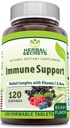 Herbal Secrets Imune Support with Vitamina C & Elderberry - Berry Flavor Chewable Tablets - 120 Count - Non-GMO - Glute-Free - Made in USA