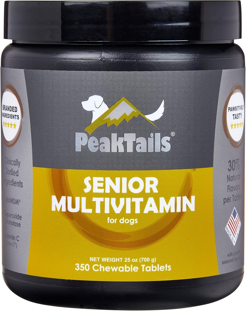 Multivitamina sênior para cães – 350 comprimidos mastigáveis com HSH, superóxido dismutase