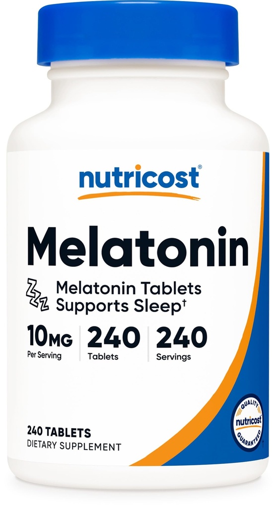 Nutricost Melatonina 10mg, 240 comprimidos - 10mg por serviço, não-GMO, sem glúten