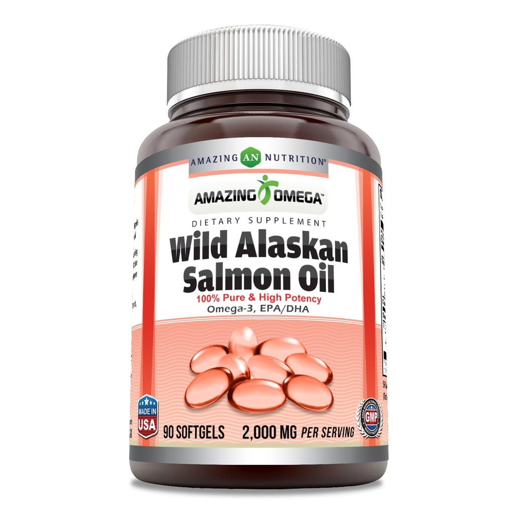Incrível Omega Wild Alaskan Salmon Oil 2000mg Por Servindo Suplemento (90)