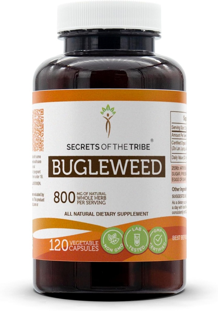 Segredos da tribo Bugleweed 120 Cápsulas, 800 mg, Bugleweed (Lycopus Virginicus) Herb seco (120 Cápsulas)