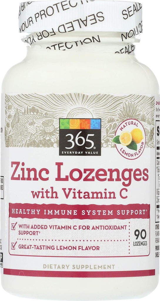 365 por Mercado de Alimentos Inteiros, Lozenge Zinco com Vitamina C, 90 quilates
