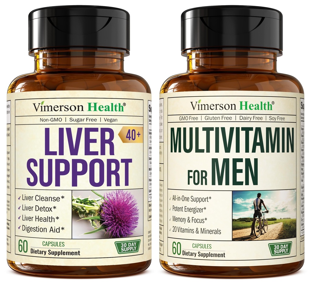 Fígado Cleanse Detox & Repair Milk Thistle Supplement & Multivitamin para homens - Multivitamins homens completos e multiminerais com vitamina A, C, D, E, B12, Zinco, e mais vitaminas para homens