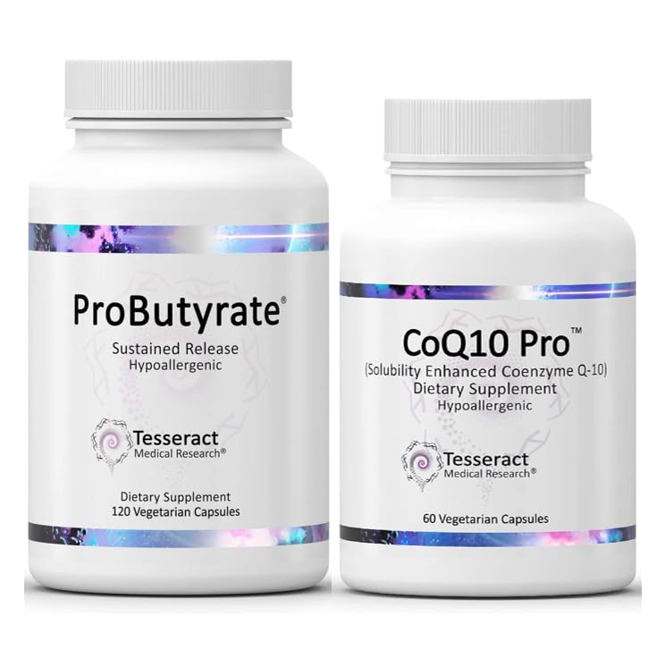 Tesseract Medical Research ProButyrate Gut Health Supplement, Butyric Acid Complex & CoQ10 Pro, Coenzyme Q10 para a saúde, saúde muscular e produção de energia celular