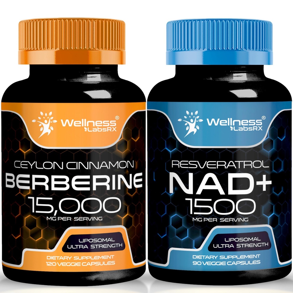 BELLNESS LABSRX NAD Supplement, 1500mg - NAD+ com Resveratrol oBberine 1500mg - berberina com canela de ceilão