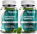 Potássio 3 em 1 chicletes complexos sem açúcar, Nova fórmula com citrato de potássio 99mg, Cloreto de potássio, Gluconato de potássio, Cães Pernas e Suplementos Músculos, 120 Chewables