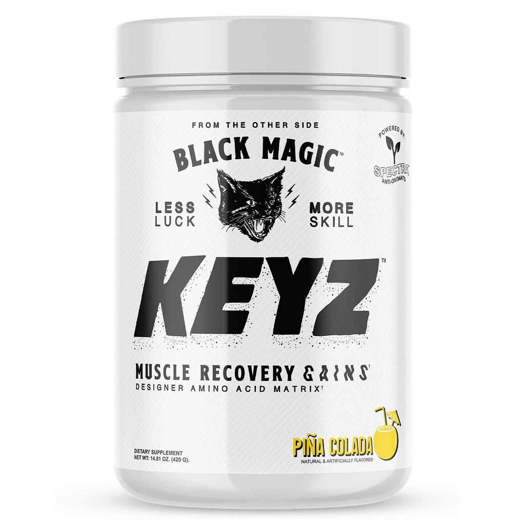 Black Magic Keyz Amino Acid Matrix Powder - Muscle Recovery & Endurance - EAA's, BCAA's, & Taurine - Keto, Sem Açúcar, Cafeína Livre - Pina Colada - 14.81 oz