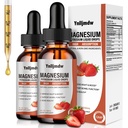 Drops Líquidos de Glicenato de Magnésio, 1000 mg Suplemento Líquido de Magnésio com Bromelaína, Vitamina B6 C D, Complexo de Magnésio de Alta Absorção para Noite, Apoio Músculo e Energia, 2 Fl Oz (Pacote de 2)