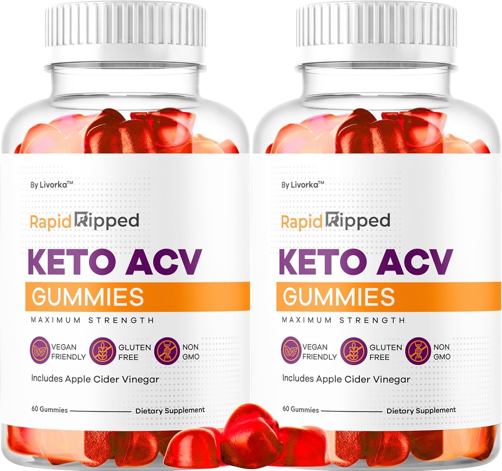 (2 Pack) Rapid Ripped Keto ACV Gummies Suporte, Rapidripped Keto Plus Apple Cider Vinagre Gummy Advanced Formula 1050MG, All Natural Gomitas Reviews, 120 Gummies para 2 meses
