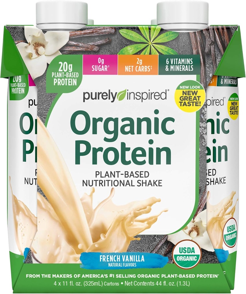 Protein Shakes Pronto para Beber (Purely Inspirated Organic Protein Shake) 20g de proteína baseada em plantas (Placa de 4)