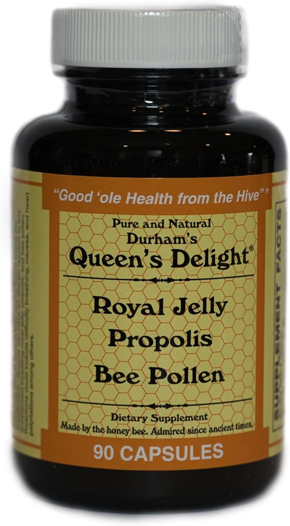 Durham's Queen's Delight (Jelly Real 1000mg, Própolis 600mg, Beepollen 1500mg) em 3 cápsulas diárias