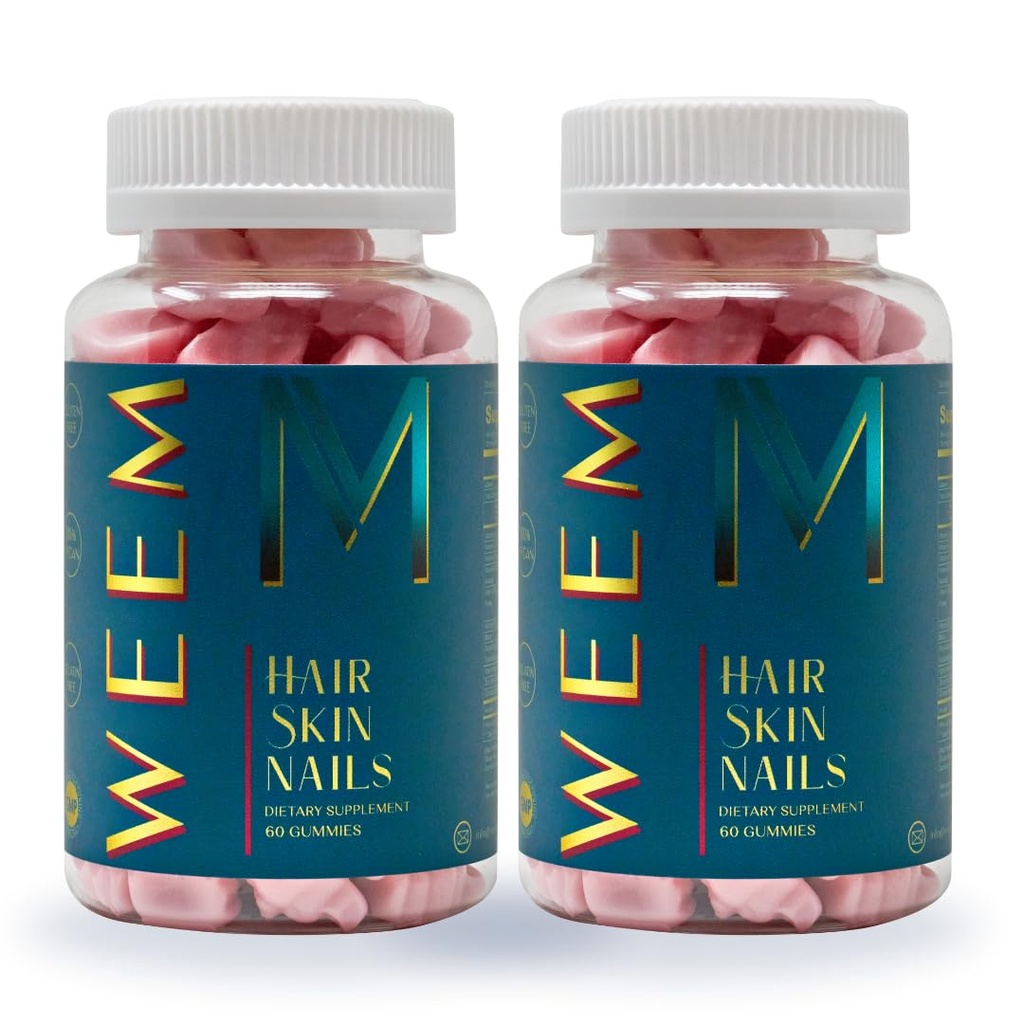 WEM Pele de cabelo e unhas Gummies - Suporta Cabelo Saudável - Vegan biotina Vitaminas para Mulheres e Homens Suporta Crescimento Mais Rápido do Cabelo, unhas mais fortes, Pele saudável, Força extra (2)