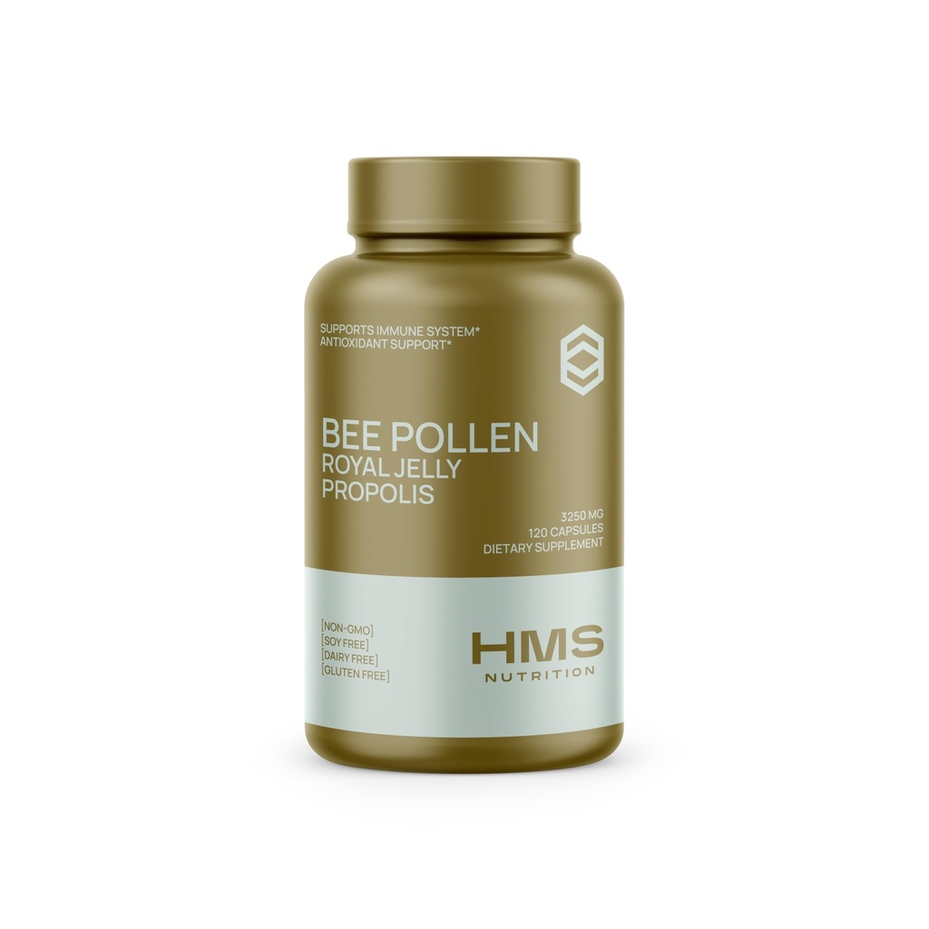 Premium Bee Pollen Suplemento Dietário Diário - Inclui Própolis & Royal Jelly - 3250mg Não-GMO, 120 Cápsulas Vegetarianas - Fonte de 30 dias