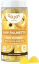 Saw Palmetto Gummies - 500mg Serra Palmetto para mulheres com 5000mcg Biotin & 10mg Zinco - Não-GMO, Açúcar, Gluten & Soy-Free, Vegan - 3rd-Party Lab Testado, Fonte de 30 dias, 60 chicletes mastigáveis