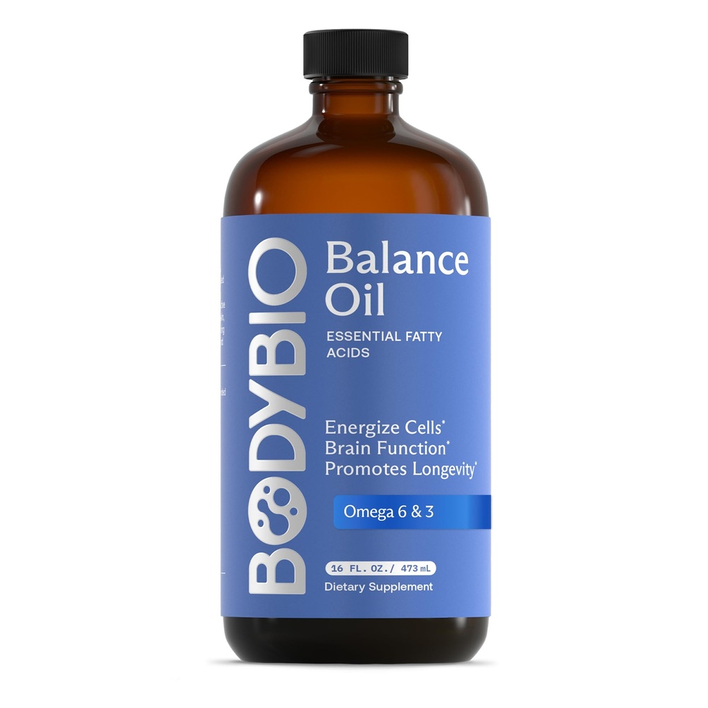 BodyBio Balance Oil - Vegan Omega 3 6 Suplemento – Óleo de girassol e linhaça prensado a frio – Suporta função cerebral, pele saudável, e humor