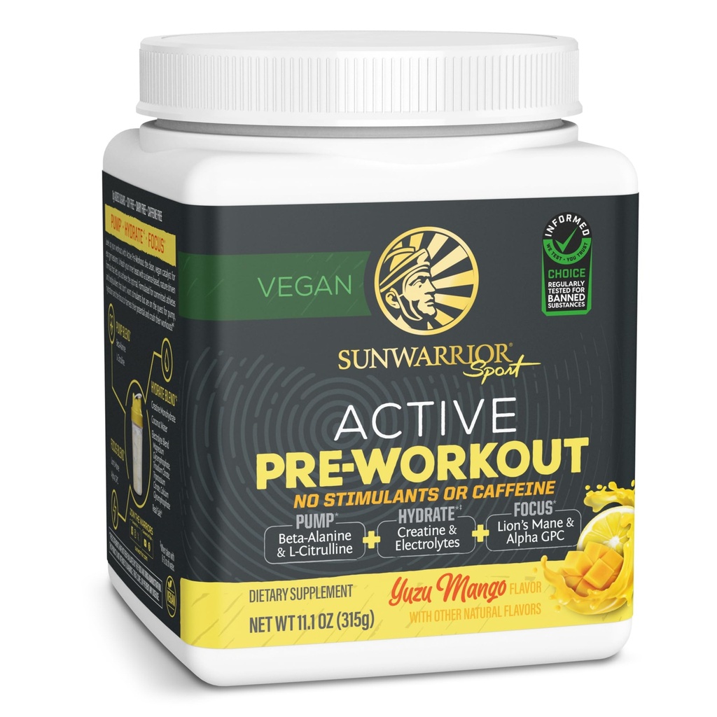 Pré-treino em pó energia bebida não-Stim & Cafeína grátis □ Vegan Plant-Based Supplement