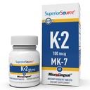Fonte superior Vitamina K2 MK-7 (Menaquinona-7) 100 mcg - Força óssea e suplemento de apoio à saúde - Aids Função cardíaca saudável - Bariátrico-Amigo - 60 comprimidos de dissolução sublingual