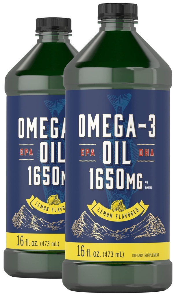 Carlyle Omega 3 óleo de peixe Líquido 1650mg, 32 fl oz (2 x 16oz Garrafas)