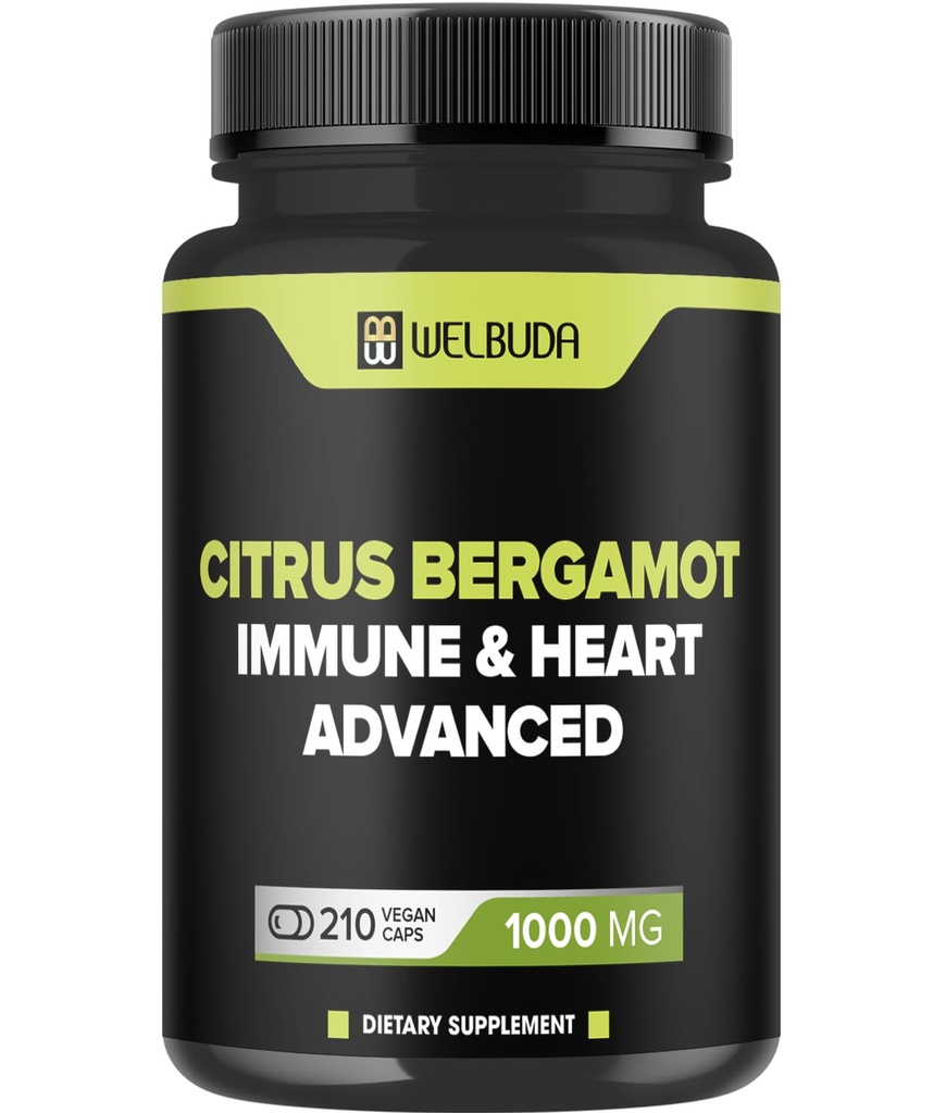 Citrus Bergamot com Folha de Olive, Hawthorn Berry & More - Fórmula combinada para Saúde Circulatória, Função de Proteção, Saúde da Pele - 210 Cápsulas - 105 Dia