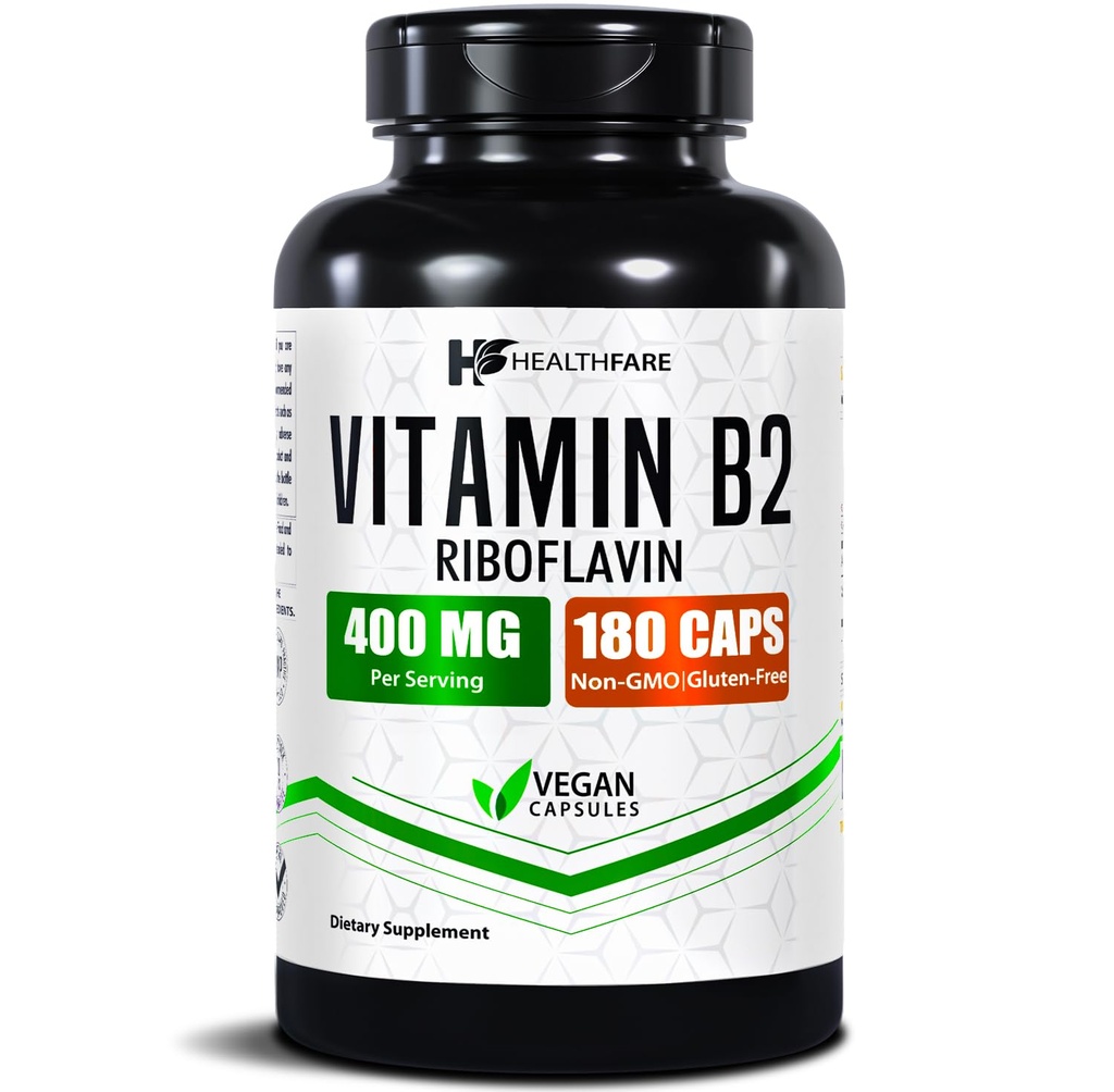 Healthfare Vitamina B2 Riboflavina 400mg Cápsulas de 180 Veg