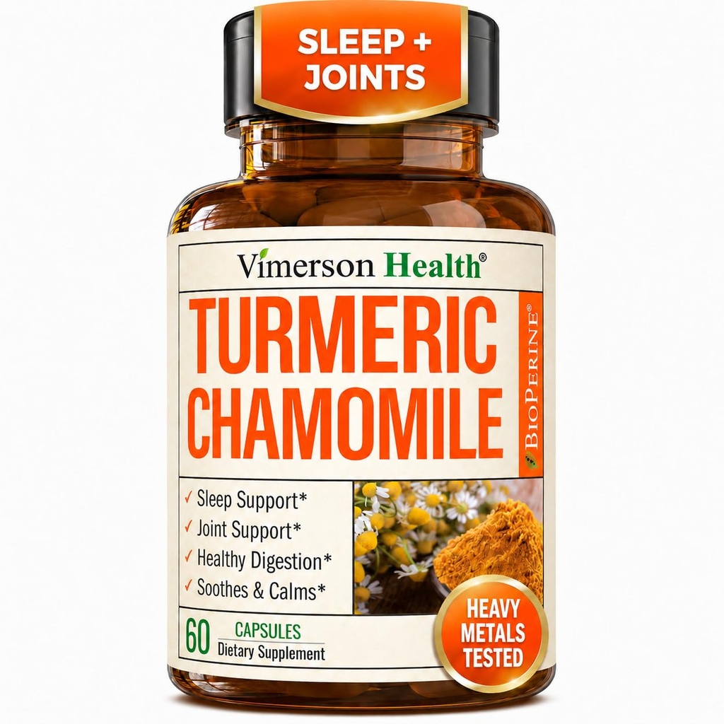 Cápsulas de Camomila e Suplemento Açafrão para Dormir - Suplemento Orgânico Açafrão com Extrato de Flores de Camomila (Manzanilla) - Relaxamento e Apoio ao Stress - Saúde Conjunta e Digestiva. 60 Cápsulas