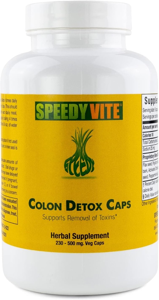Colon Detox Suporta Remoção Natural de Toxinas* Organic, Charcoal Psyllium Seed & Husk Flax Seed Apple Fiber/Pectina Slippery Elm Fennel- Pó em 230 Veg Caps