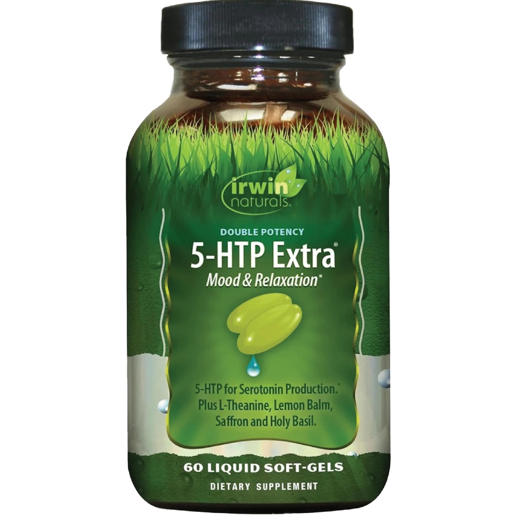 Irwin Naturals dupla potência 5-HTP extra - 60 líquido macio-Gels - para relaxação e produção de serotonina - 30 Servings