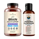 AMANDEAN Premium Suplemento de Saúde do Cérebro e Pacote de Glutationa Lipossômico. Fórmula Tripla com L-Threonato de Magnésio, Mane 6:1 do Leão Orgânico dos EUA-Grown, e Alpha-GPC. Cognição de Suporte, Foco &