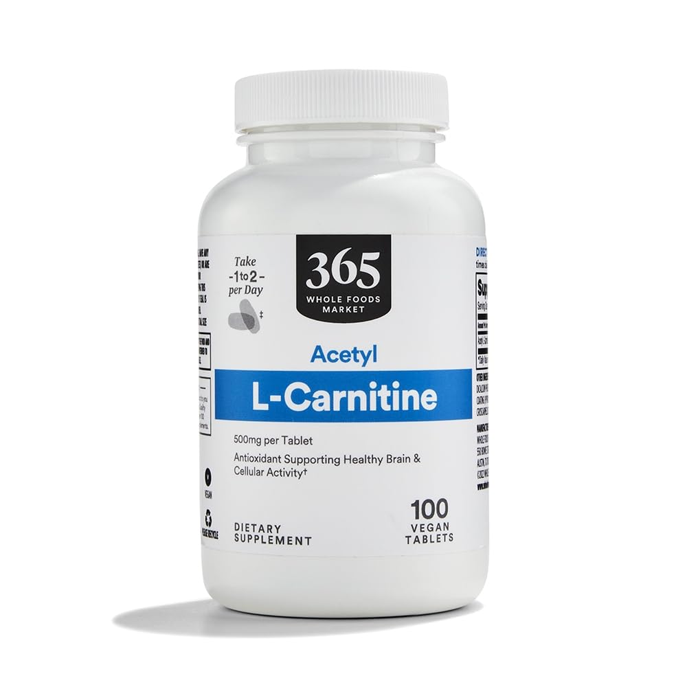 Mercado inteiro de alimentos, acetil L-Carnitina 500mg, 100 ct