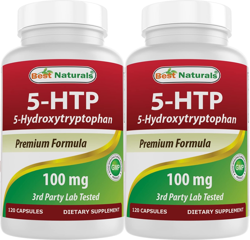 Best Naturals 2 Embalagens 5-HTP (5-hidroxitriptofano) 100 mg 120 Cápsulas