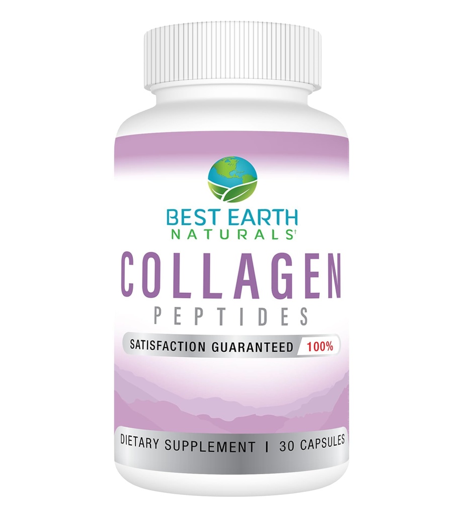 Melhor Terra Naturals Colágeno Hidrolisado Tipo I & III - Colágeno Peptídeos Suplemento para Mulheres e Homens para apoiar o cabelo, pele, unhas, e articulações 30 dias de fornecimento (30 cápsulas)