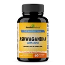 SANDHUHERBALS Sandhu Herbals Ashwagandha Supplement (Suplemento de Ashwagandha) 60 Orgânico 4 em 1 Cápsulas, 1 Mês de Fornecimento (Suprimento de 1 Mês) com zinco, pimenta preta e extrato de basílio sagrado