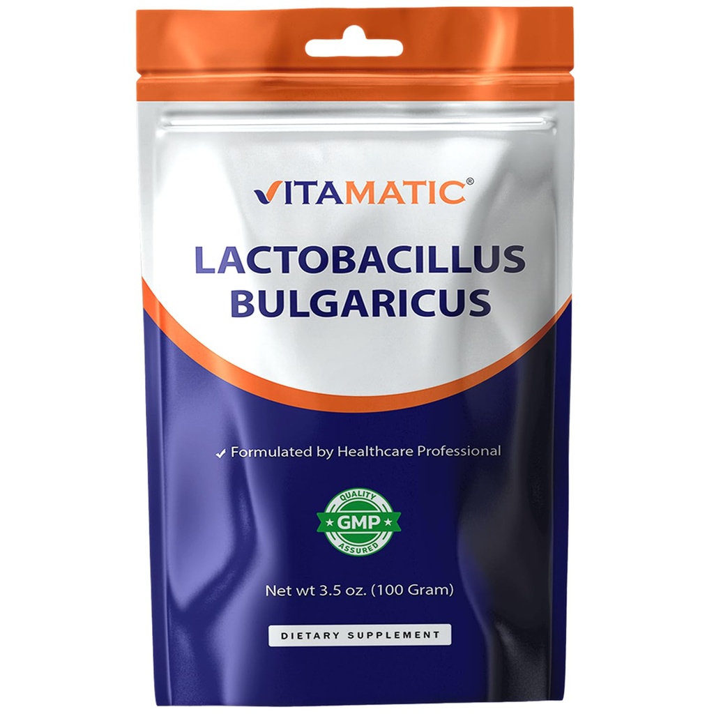 Vitamatic Lactobacillus Bulgaricus Pó Probiótico - Apoio à Saúde Digestiva - 100 Gram (3,5 OZ) - 100 Servings