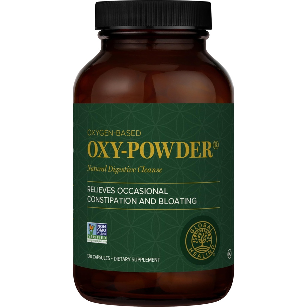 Centro de cura global Oxi-powder Oxigênio baseado limpador de cólon seguro e natural e alívio de constipação ocasional (120 cápsulas) (Pacote pode variar)