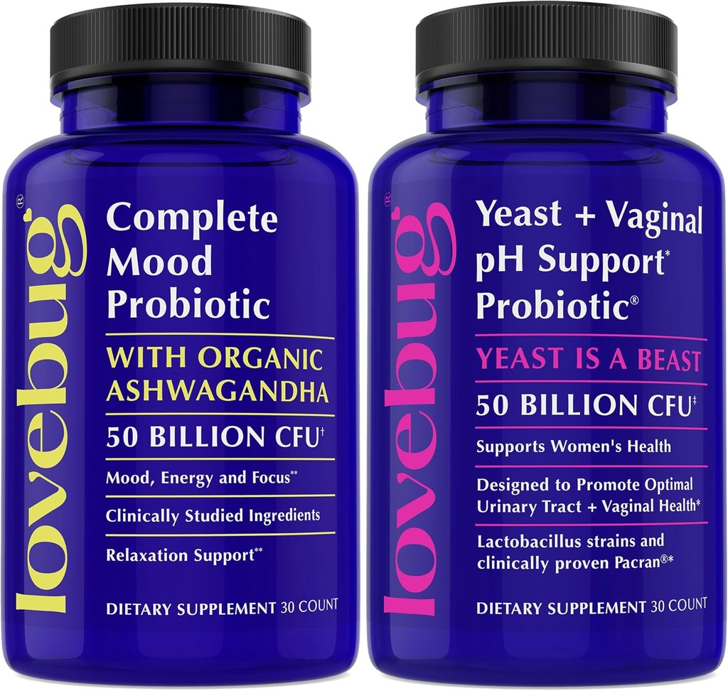 Suporte Lovebug Yeast e suporte de humor Probióticos Bundle