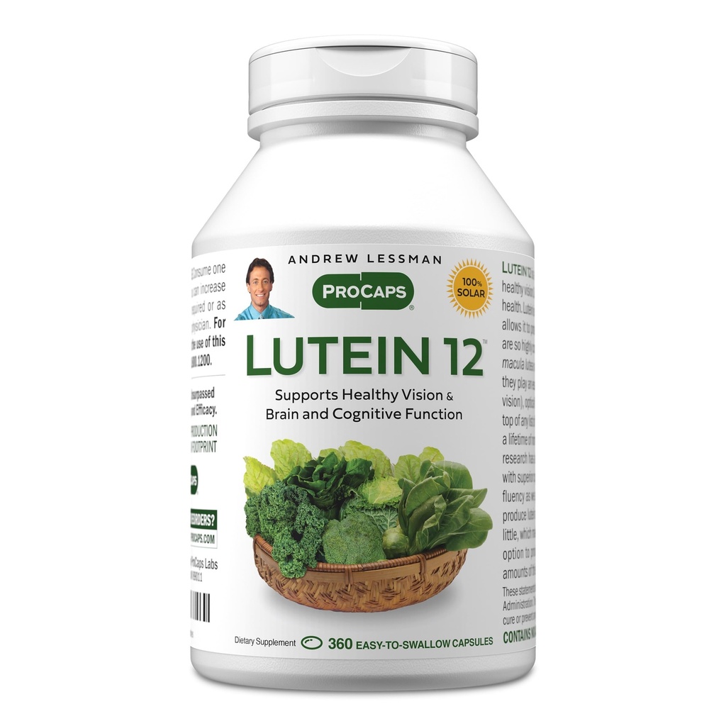 ANDREW LESSMAN Lutein 12 mg - 360 Softgels - Ultra-altos níveis de Lutein. Poderoso anti-oxidante carotenóide. Suporta saúde ocular e promove visão saudável e pele.