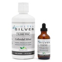 Ultra Silver® Colloidal Silver □ 10.000 PPM, 32 Oz (946mL) □ Suplemento Mineral □ Verdadeiro Colloidal Silver - 4 oz Dropper Bottle (Empty) Incluído para dispensação!