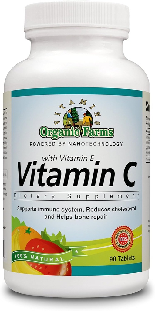 OFV 100% Vitamina C Natural com vitamina E, Suplemento Alimentar Essencial 90 Comprimidos
