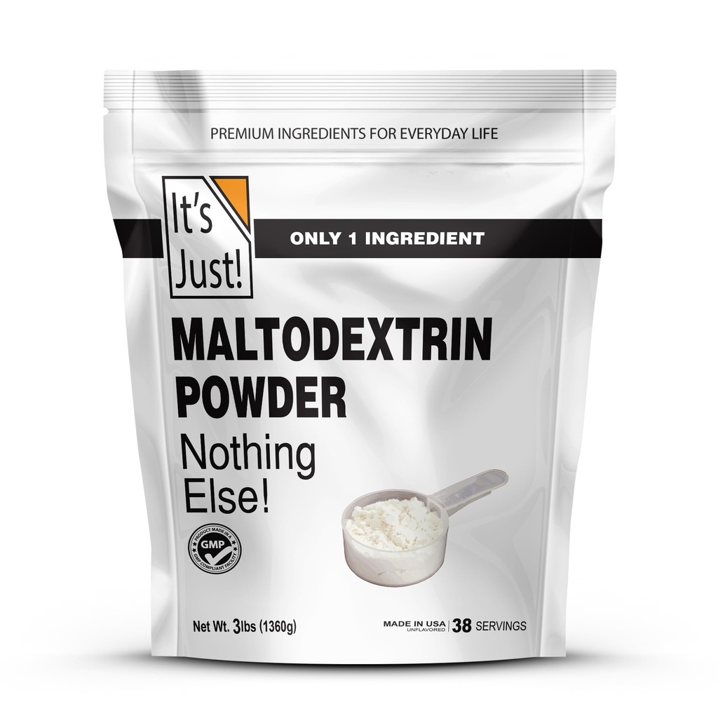 É justo! - Pó de Gainer em Massa, 100% Maltodextrina (Carboidratos Complexos), Energia Mantida, Absorção Rápida, Não-GMO, facilmente Adicionar a Qualquer Shake de Proteína, 3lbs / 38 Servings