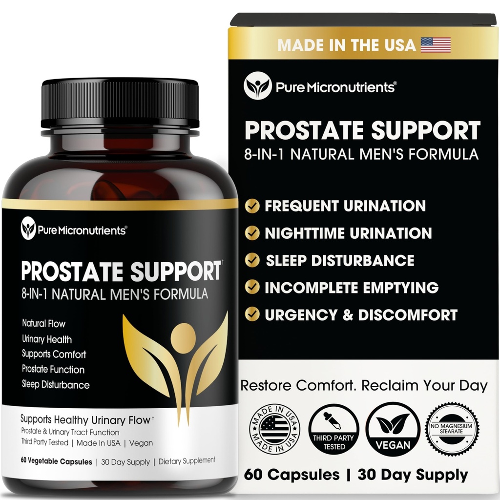 Pure Micronutrients Advanced Prostate Health Supplement - Saw Palmetto, Beta-Sitosterol, Stinging Nettle Root, & Lycopene - Controle de bexiga e suplementos de suporte urinário para homens