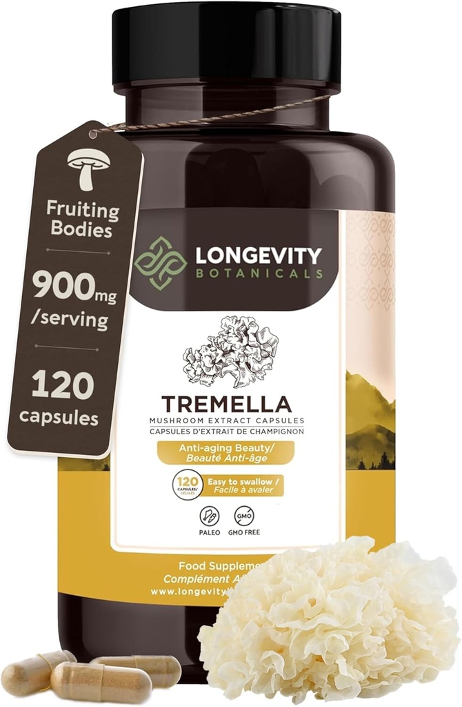 Cápsulas de cogumelos de Tremella orgânicas Suplemento (120)