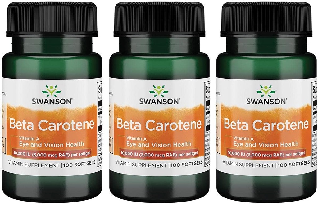 Swanson Beta-Caroteno (Vitamina A) Suporte antioxidante para o sistema imunitário da pele 100 Iu (3000 mcg) 100 Sgels (3 Embalagem)