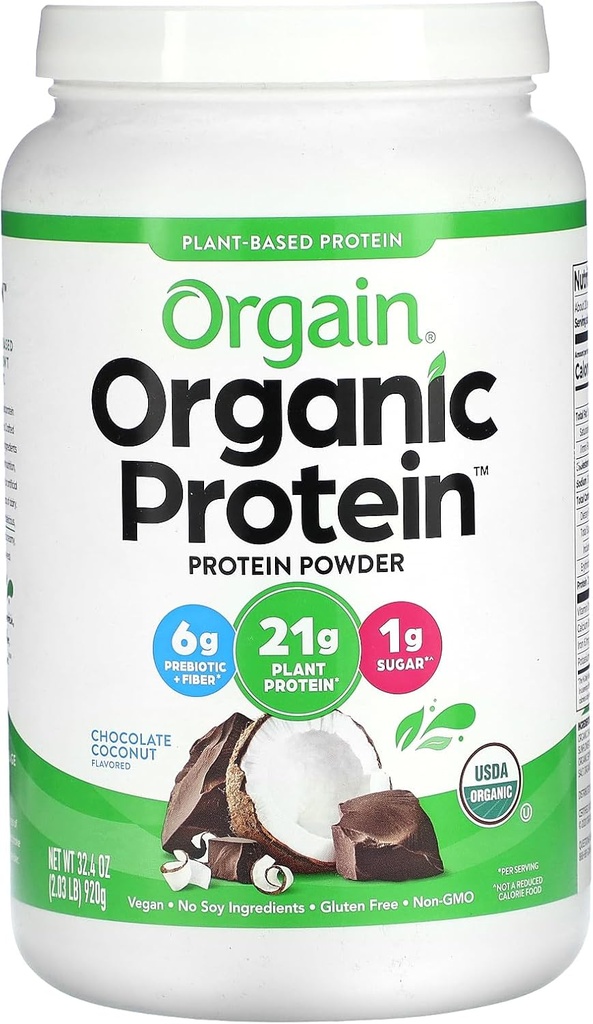 Orgain Organic Vegan Protein Powder, Chocolate coco 2 lb