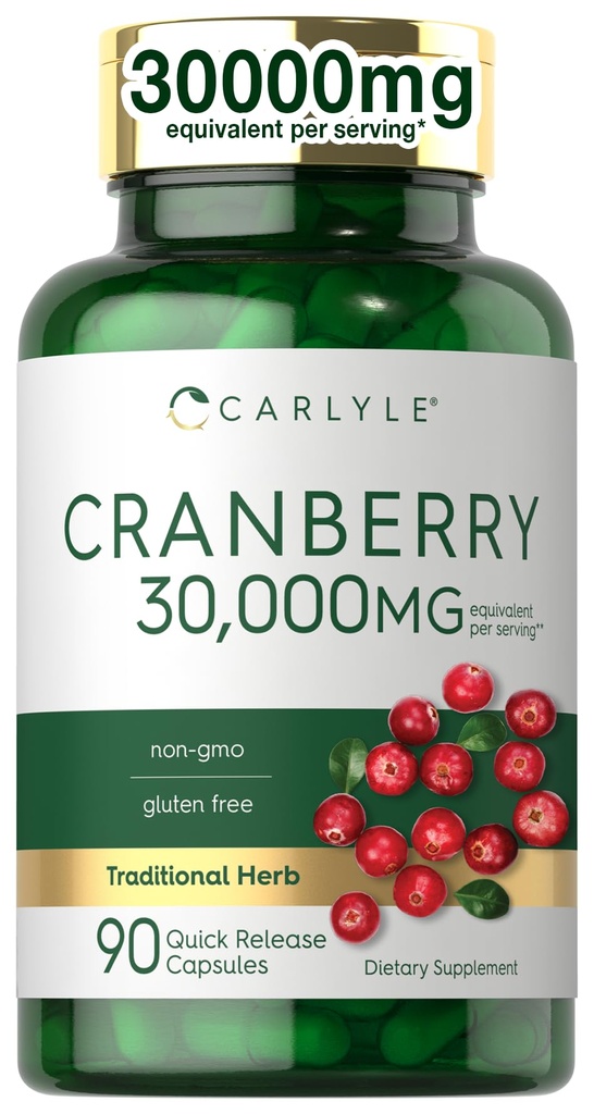 Carlyle Cranberry Supplement 30.000mg 90 Cápsulas Não-GMO e Gluten Free Formula