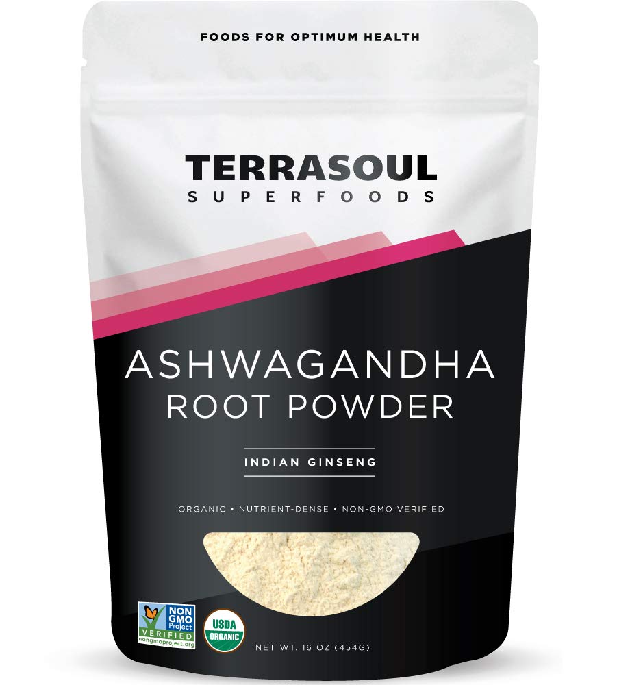 Terrasoul Superfoods Organic Ashwagandha Root Powder, 1 Lb - Stress Adaptogen Pode melhorar o sono