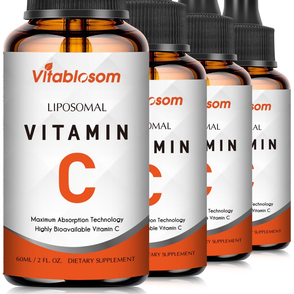 Vitamina C lipossômica 2000mg Líquido para Adultos, VIT de alta absorção C, Maximizar a Vitamina C, para sistema imunológico e antioxidante, 60ML (4 frascos)