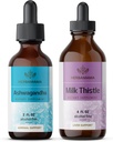 HERBAMAMA Kit de gotas líquidas de ervas - pacote de Ashwagandha Root Tintura 2 fl oz & Leite Thistle Extract 4 fl oz - Vegan, Não-GMO, Açúcar & Álcool - 2 Pack