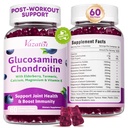 2 Pacote Glucosamina Condroitin Gummies - Glucosamina Condroitin com HSH, Elderberry, Açafrão, Suplemento de suporte conjunto para adultos, homens e mulheres - sabor de mirtilo, 120 Cts